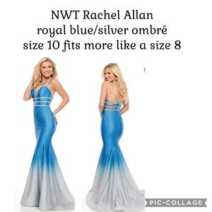 NWT Rachel Allan royal blue/silver ombré size 8/10